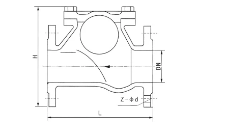 Slide Way Rolling Ball Type Check Valve Drawning